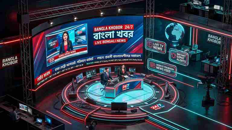 বাংলা খবর ২৪/৭ লাইভ স্ট্রিমিং ও হেডলাইন টিকিং ৩ডি
