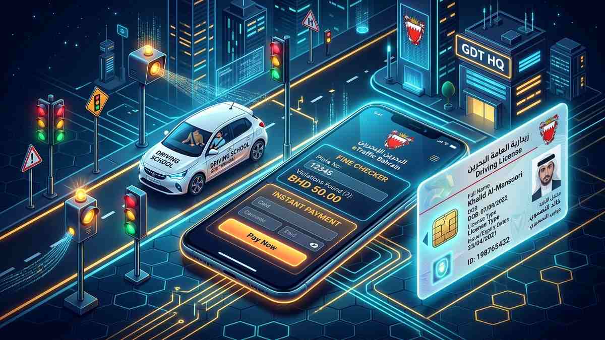বাহরাইন ট্রাফিক জরিমানা চেক eTraffic ও ড্রাইভিং লাইসেন্স গাইড