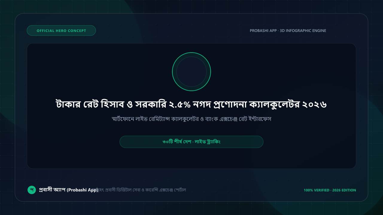 টাকার রেট হিসাব ও সরকারি ২.৫% নগদ প্রণোদনা ক্যালকুলেটর ২০২৬