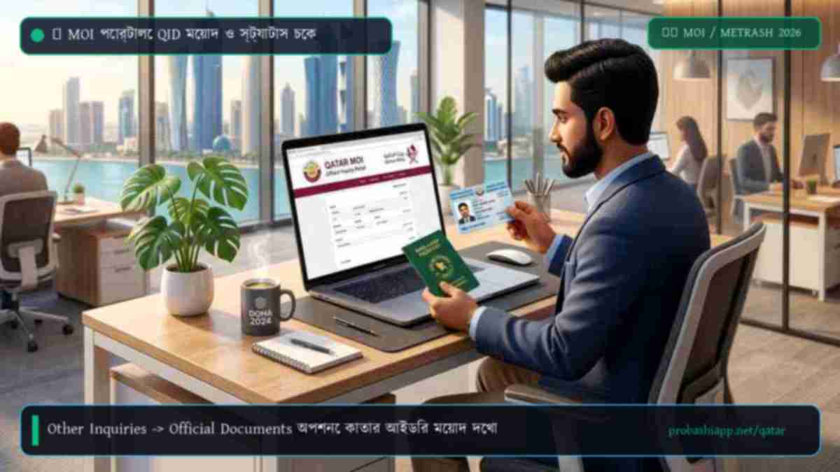 কাতার MOI ওয়েবসাইটে কাতার আইডি কার্ডের মেয়াদ চেক করার নিয়ম