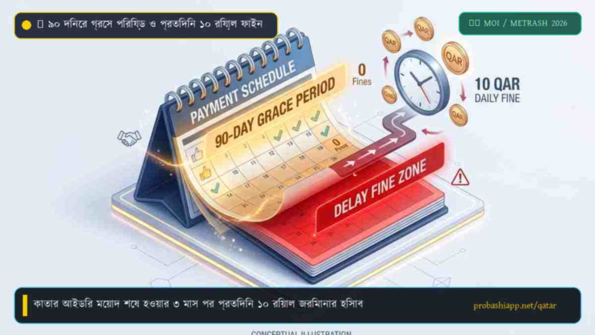 কাতার আইডি মেয়াদোত্তীর্ণ হলে ৯০ দিন গ্রেস পিরিয়ড ও জরিমানার নিয়ম