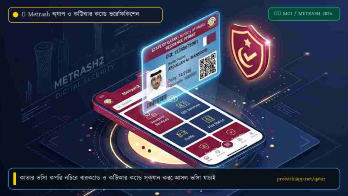 মেট্রাশ অ্যাপ দিয়ে কাতার ভিসা কিউআর কোড স্ক্যান ও যাচাই