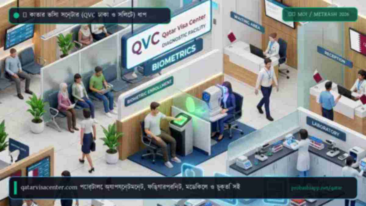 কাতার ভিসা সেন্টার কিউভিসি ঢাকা ও সিলেটে মেডিকেল ও বায়োমেট্রিক নিয়ম