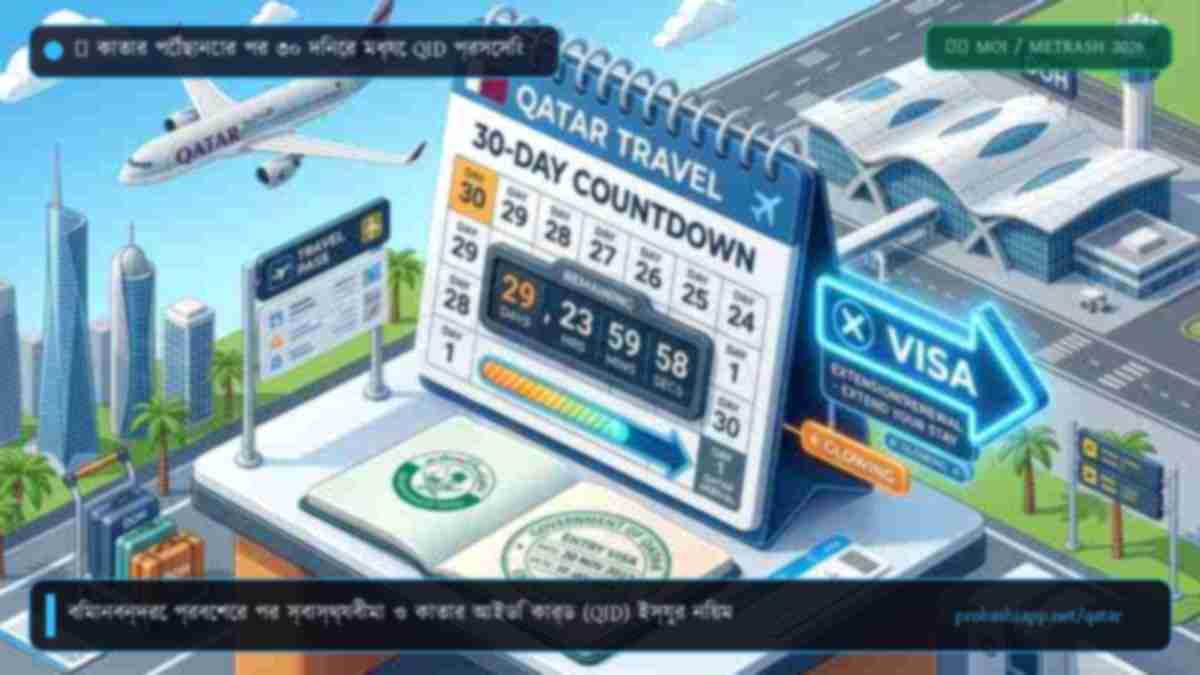 কাতার পৌঁছানোর পর কাতার আইডি কার্ড ও আকামা স্ট্যাম্পিং নিয়ম